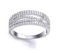 Jewelco London Women's Silver CZ Fancy Crossover Eternity Ring | Size: N Jewelco London Silver N