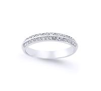 (N) Jewelco London Ladies Sterling Silver Cubic Zirconia Pave Knife Edge Eternity Ring - GVR629