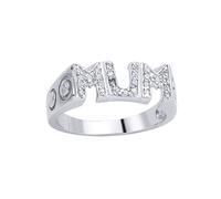 Jewelco London Women's Silver CZ Theta Pave MUM ID Signet Ring | Size: N Jewelco London Silver N