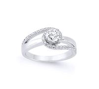 (N) Jewelco London Ladies Sterling Silver Cubic Zirconia Whirlpool Tornado Solitaire Engagement Ring - GVR643WH