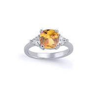 (N) Jewelco London Ladies Sterling Silver Golden Yellow Cushion & Triangle Cubic Zirconia Graduated Solitaire Dress Ring - GVR319CY