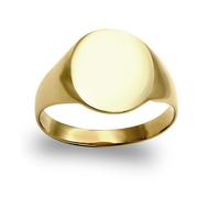 (N) Jewelco London Men's Solid 9ct Yellow Gold Oval Signet Ring - JRN134