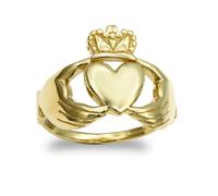 (N) Jewelco London Solid 9ct Yellow Gold Claddagh (Chladaigh) Ring - JRN103