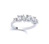 (N) Jewelco London Sterling Silver CZ Multi Shape Fancy Ring Cocktail Ring - GVR970