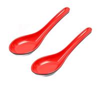N-K PULABO 2Pcs Chinese Soup Spoon with Long Handle Spoon Kitchen Supplies for Home Restaurant Use Red&Black Dependable Performance New Released and Popular Durable