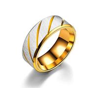N-K PULABO Classic Stainless Steel Wedding Engagement Ring Men's Rings Gold Color Size 11 Beautiful