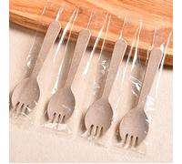 N-KONGJIAN 100PCS Disposable Sporks, Individually Wrapped Durable Strong Plastic Sporks for Desserts Ice Cream Cake for Picnics Restaurant and Party Supply (Wheat Color)