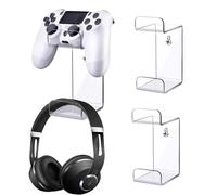 N-KONGJIAN 2PCS Acrylic Game Controller and Headphone Holders, Universal Dual Stand, Display Stand (Clear)