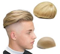 N.L.W 0.04mm thin PU Hair Toupee Men's Human Hair Toupee for Men Hairpiece System #613Blonde