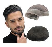 N.L.W Men's Toupee Front Lace MONO Base Human Hair System, 10 * 8 Inch Large Size, 6 Inch Length 120% Density Hair Pieces for Men (10 * 8)