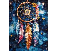 N.LANSHAN 11CT 0 DIY Embroidery Kit Fantasy Colorful Dream Catcher Cross Stitch Kits for Adults Pre-Printed Stamped Embroidery Set DIY Craft Kit Home Decor 50x70cm
