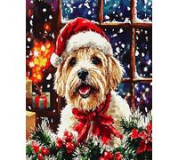 N.LANSHAN 11CT Animal DIY Counted Cross Stitch Kits Dog in The Snow DIY Stamped Embroidery Kit for Adults Beginners Crossstitch Projects Needlecrafts Handmade 40x50cm