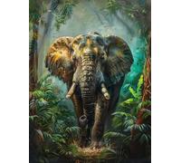 N.LANSHAN 11CT Animal DIY Cross Stitch for Beginners Forests Elephants Pre-Printed Embroidery Set DIY Hand Needlework Art Stamped Cross Stitch Kits for Beginners 80x100cm