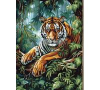 N.LANSHAN 11CT Animal DIY Cross Stitch Kit Jungle Tiger Cross Stitch Kits Stamped，Embroidery Set DIY Hand Needlework Art for Beginners Adults 60x80cm