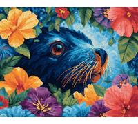 N.LANSHAN 11CT Animal DIY Cross Stitch Kit Sea Lions and Flowers DIY Stamped Embroidery Kit for Adults Beginners Crossstitch Projects Needlecrafts Handmade 60x80cm