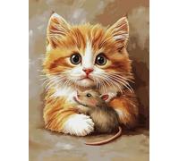N.LANSHAN 11CT Animal DIY Cross Stitch Kits Cartoon Cat Embroidery Cross Stitch Kits Stamped Pattern Starter Set Needlework Art Accessories Wall Decoration 40x50cm