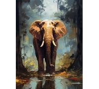 N.LANSHAN 11CT Animal DIY Cross Stitch Kits for Adults Fantasy Elephant Counted Cross Stitch Kits for Adults Beginners,Stamped Printed Patterns Embroidery Set for Wall Art Decor 60x80cm
