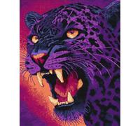 N.LANSHAN 11CT Animal DIY Cross Stitch Kits for Adults Roaring Leopard Pre-Printed Embroidery Set DIY Hand Needlework Art Stamped Cross Stitch Kits for Beginners 50x70cm