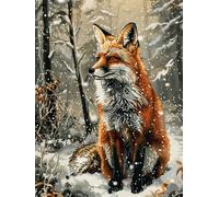 N.LANSHAN 11CT Animal DIY Cross Stitch Kits Fox in The Snow Embroidery Cross Stitch Kits Stamped Pattern Starter Set Needlework Art Accessories Wall Decoration 60x80cm