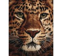 N.LANSHAN 11CT Animal DIY Cross Stitch Kits Jungle Leopard Counted Cross Stitch Kits for Adults Beginners，Stamped Printed Patterns Embroidery Set for Wall Art Decor 50x70cm