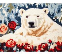 N.LANSHAN 11CT Animal DIY Embroidery Kits for Adults Polar Bears and Roses Cross Stitch Kits for Adults Pre-Printed Stamped Embroidery Set DIY Craft Kit Home Decor 40x50cm