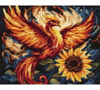 N.LANSHAN 11CT Animal DIY Printed Cross Stitch Kit Phoenix and Sunflower Flowers Printed Cross Stitch Kits,Stamped Embroidery Set for Adults Needlework Wall Art Home Decoration 50x70cm