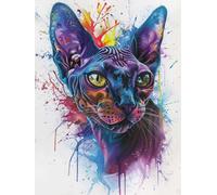 N.LANSHAN 11CT Animal DIY Punch Needle Kit Color Cat Embroidery Cross Stitch Kits Stamped Pattern Starter Set Needlework Art Accessories Wall Decoration 80x100cm