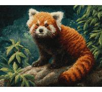 N.LANSHAN 11CT Animal DIY Punch Needle Kit Fantasy Red Panda Cross Stitch Kits Stamped，Embroidery Set DIY Hand Needlework Art for Beginners Adults 30x40cm