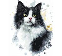 N.LANSHAN 11CT Animal DIY Stamped Cross Stitch Kits for Adults Black and White Cat Embroidery Cross Stitch Kits Stamped Pattern Starter Set Needlework Art Accessories Wall Decoration 50x70cm