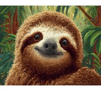 N.LANSHAN 11CT Animal DIY Stamped Cross Stitch Kits for Adults Cartoon Sloth Cross Stitch Kits Stamped,Embroidery Set DIY Hand Needlework Art for Beginners Adults 40x50cm