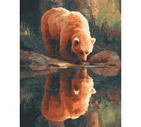 N.LANSHAN 11CT DIY Counted Cross Stitch Kits for Adults Bears by The River Cross Stitch Patterns Kits Printed Needlepoint Set,Crafts Embroidery Art for Home Decor 60x80cm