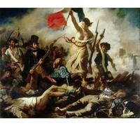 N.LANSHAN 11CT DIY Printed Cross Stitch Kit Famous Oil Painting，Liberty Leading The People Counted Cross Stitch Stamped Needlework Kit Fabric Embroidery Crafts Set for Home Decorate 30x40cm