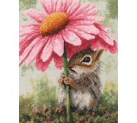 N.LANSHAN 11CT DIY Punch Needle Kit Squirrel Under The Flower Cross Stitch Patterns Kits Printed Needlepoint Set,Crafts Embroidery Art for Home Decor 40x50cm