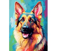 N.LANSHAN 11CT Dog Animal DIY Cross Stitch for Beginners Colored German Shepherd Embroidery Cross Stitch Kits Stamped Pattern Starter Set Needlework Art Accessories Wall Decoration 50x70cm