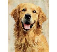 N.LANSHAN 11CT Dog Animal DIY Cross Stitch Kit Golden Retriever Portrait Stamped Cross Stitch Kits with Needles Scissor Threaders Punch Needle Set for Home Wall Decor 60x80cm
