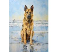 N.LANSHAN 11CT Dog Animal DIY Cross Stitch Kits German Shepherd Portrait Cross Stitch Patterns Kits Printed Needlepoint Set,Crafts Embroidery Art for Home Decor 40x50cm