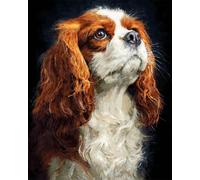 N.LANSHAN 11CT Dog Animal DIY Embroidery Kits for Adults Cartoon Cavalier King Charles Spaniel Counted Cross Stitch Stamped Needlework Kit Fabric Embroidery Crafts Set for Home Decorate 40x50cm