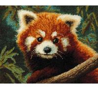 N.LANSHAN Animal DIY Latch Hook Cushion Kits The Little Panda in The Tree DIY Latch Hook Rug Making Kits for Beginners Unfinished Crocheting Tapestry Embroidery Carpet 21x29in