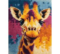 N.LANSHAN Animal Diy Latch Hook Kit Large Rug Cartoon Giraffe Latch Hook Rug Kits For Beginners Diy Needlework Crocheting Tapestry Kit Home Decor 90x120cm