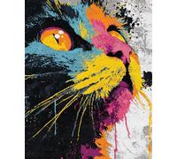 N.LANSHAN Animal DIY Latch Hook Kit Large Rug Watercolor Cat Latch Hook Rug Making Kit for Adults Kids,Cross Stitch Set Carpet Tapestry Needlework 90x120cm