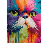 N.LANSHAN Animal DIY Latch Hook Kits for Adults Cat Portrait DIY Crochet Kits Embroidery Set Latch Hook Rug Kit for Beginners Needlework Crafts for Home Decor 60x90cm