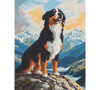 N.LANSHAN Animal DIY Latch Hook Kits for Adults Mountains and Bernese Mountain Dogs DIY Rug Making Kits for Beginners Tapestry Set Embroidery Carpet Doormat Gift 60x90cm