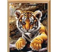 N.LANSHAN Animal DIY Latch Hook Kits for Adults Tiger Portrait Latch Hook Kits Rug DIY for Family Friends Needlework Cross Stitch Set Crafts Gifts 60x90cm