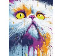 N.LANSHAN Animal DIY Latch Hook Kits for Adults Watercolor Cat DIY Crochet Kits Embroidery Set Latch Hook Rug Kit for Beginners Needlework Crafts for Home Decor 100x140cm