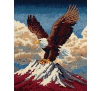 N.LANSHAN Animal Diy Latch Hook Rug Kits Eagle And Snowy Mountains Diy Rug Making Set,Cross Stitch Kit Carpet Making Needlework For Beginners,Home Decor 80x115cm
