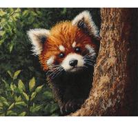 N.LANSHAN Animal DIY Latch Hook Rugs Kits Forest Red Panda Latch Hook Kits Rug DIY for Family Friends Needlework Cross Stitch Set Crafts Gifts 60x90cm