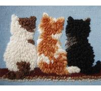 N.LANSHAN Animal DIY Latch Hook Rugs Kits Three Kittens Back View Latch Hook Kits Rug DIY for Family Friends Needlework Cross Stitch Set Crafts Gifts 90x120cm