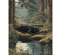 N.LANSHAN Animal DIY Rug Making Kit Forests Leopard DIY Latch Hook Rug Kits,Crochet Kit for Beginners,Carpet Making Set with Printed Canvas，Gift 55x75cm