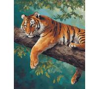 N.LANSHAN Animal DIY Rug Making Kit Tiger in The Tree Latch Hook Rug Making Kit DIY Craft Set Tapestry Cushion Pre-Printed Patterns 60x90cm