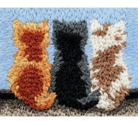 N.LANSHAN Animal DIY Tapestry Kits for Adults Three Kittens Back View Latch Hook Rug Kit for Beginners,Embroidery Set,3D Craft Kits Decoration 52x38cm